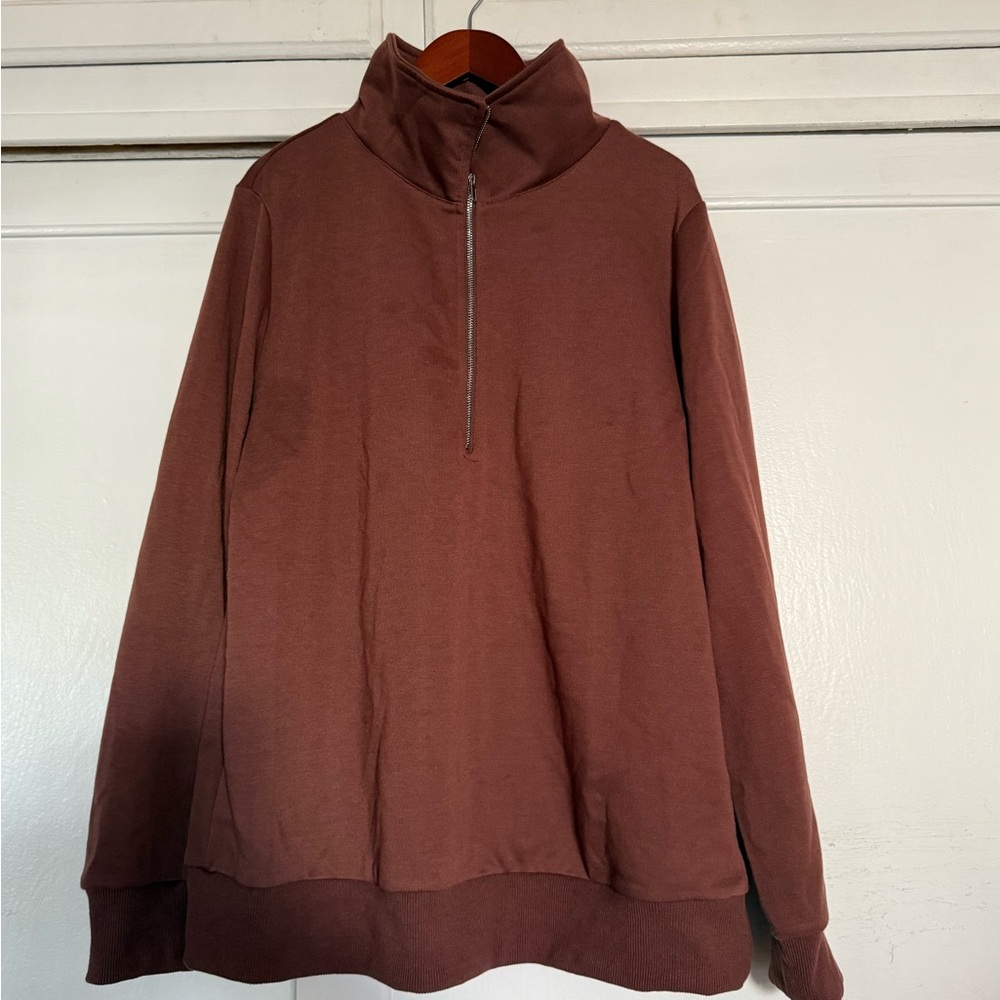 SHEIN Men's Chocolate Zip-Up Sweater